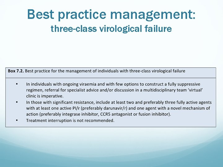 Best practice management: three-class virological failure 