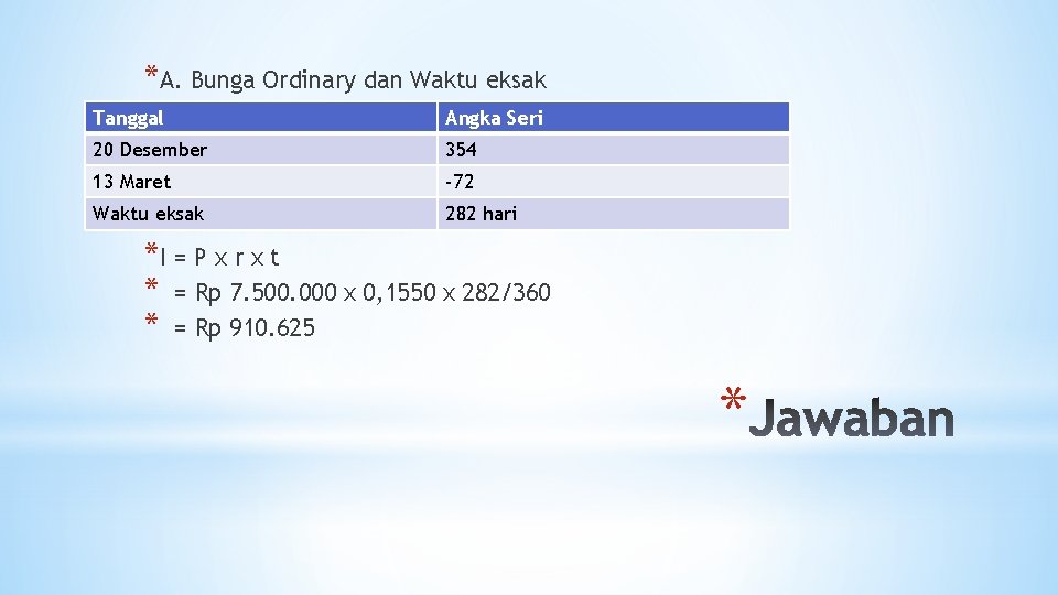 *A. Bunga Ordinary dan Waktu eksak Tanggal Angka Seri 20 Desember 354 13 Maret