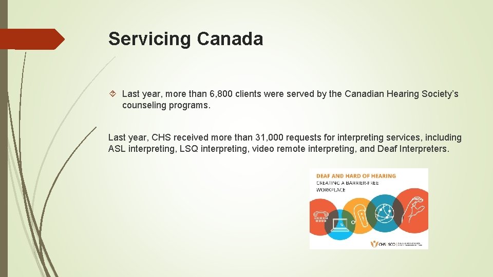 Servicing Canada Last year, more than 6, 800 clients were served by the Canadian