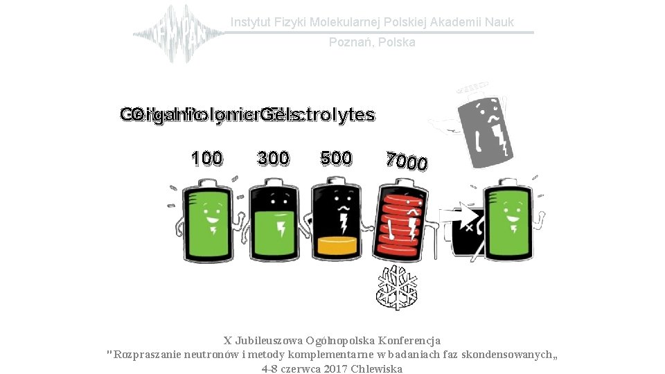 Instytut Fizyki Molekularnej Polskiej Akademii Nauk Poznań, Polska Gelled Polymer Electrolytes Organic Ionic Gels