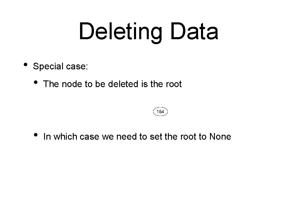 Deleting Data • Special case: • The node to be deleted is the root