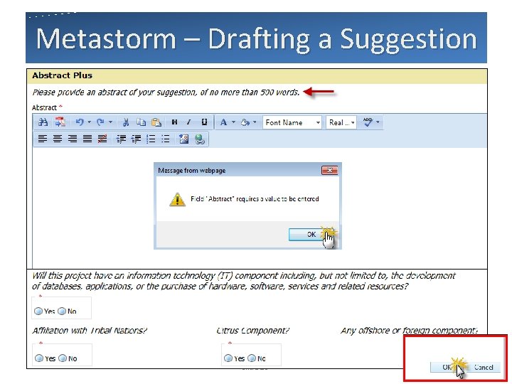 Metastorm – Drafting a Suggestion slide 18 