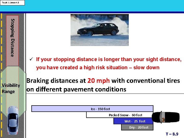 Topic 1 Lesson 3 Stopping Distance ü If your stopping distance is longer than