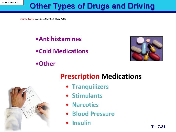 Topic 4 Lesson 4 Other Types of Drugs and Driving Over the Counter Medications