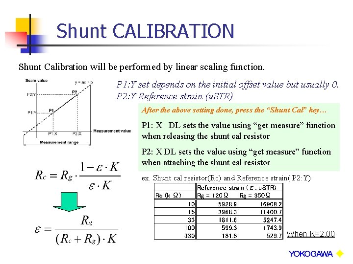 Shunt CALIBRATION n Calibration with the Shunt Resistor