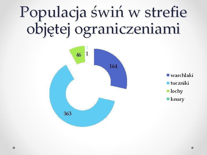 Populacja świń w strefie objętej ograniczeniami 46 1 164 warchlaki tuczniki lochy knury 363