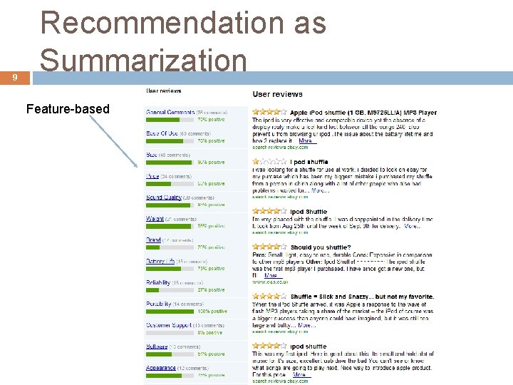 9 Recommendation as Summarization Feature-based 