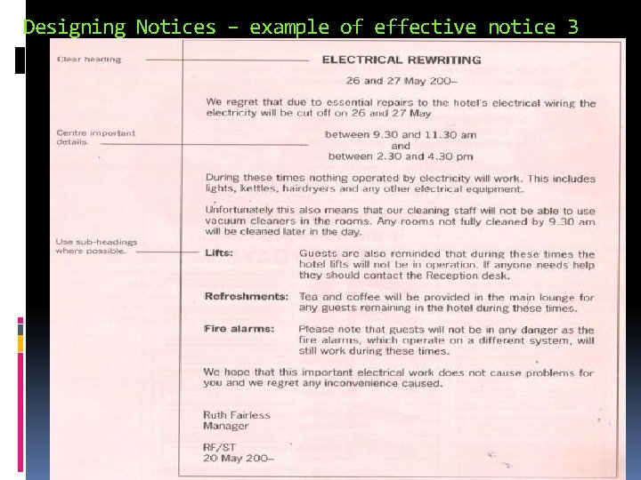 Designing Notices – example of effective notice 3 