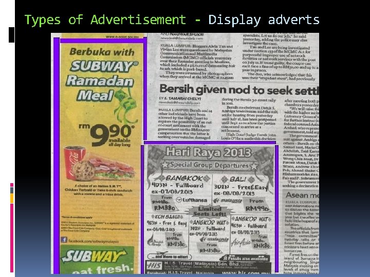 Types of Advertisement - Display adverts 