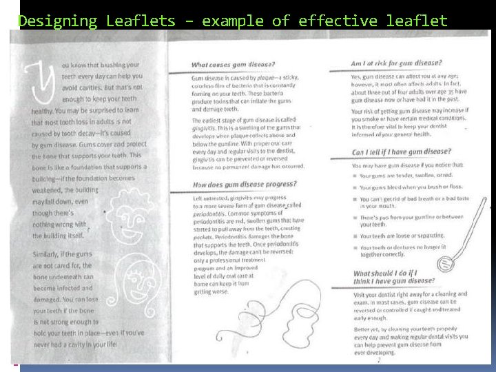 Designing Leaflets – example of effective leaflet 