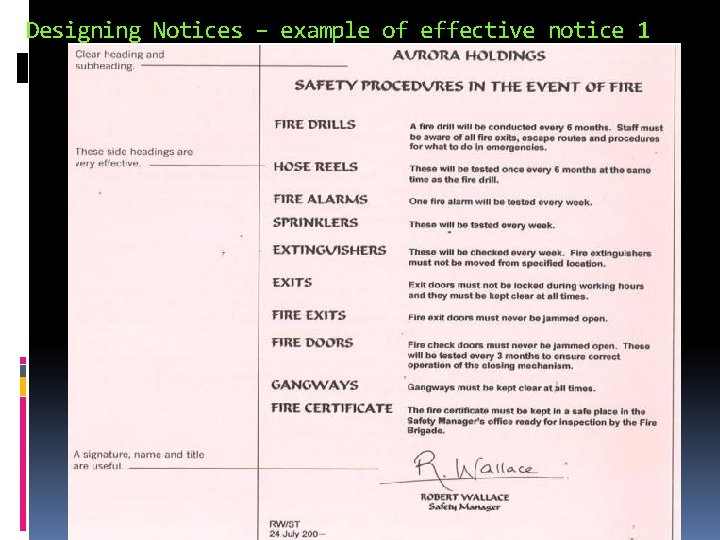 Designing Notices – example of effective notice 1 