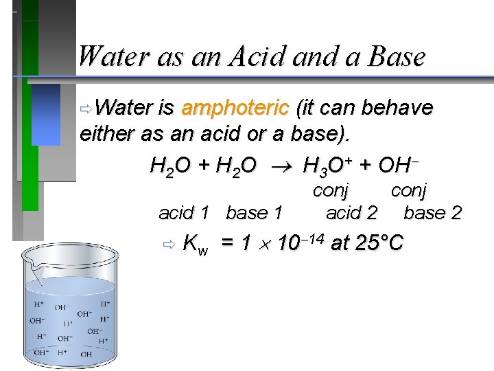 Water as an Acid and a Base ðWater is amphoteric (it can behave either