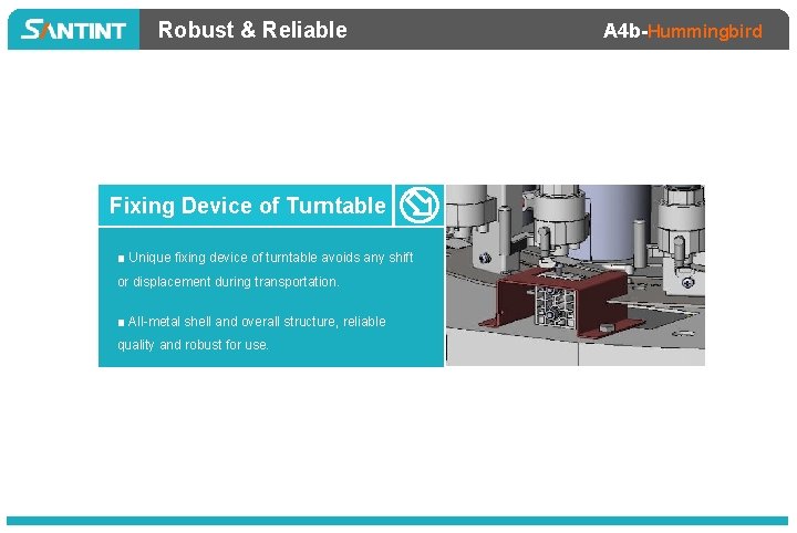 Robust & Reliable Fixing Device of Turntable ■ Unique fixing device of turntable avoids