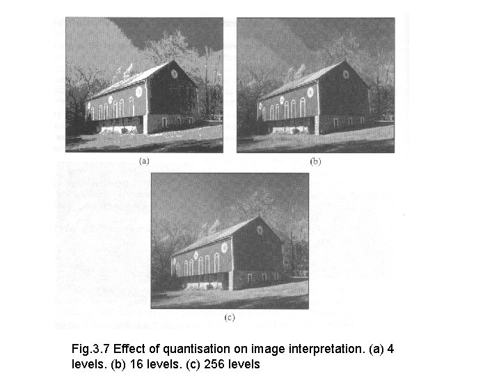 Fig. 3. 7 Effect of quantisation on image interpretation. (a) 4 levels. (b) 16
