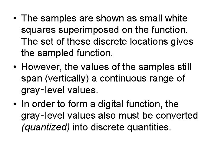  • The samples are shown as small white squares superimposed on the function.