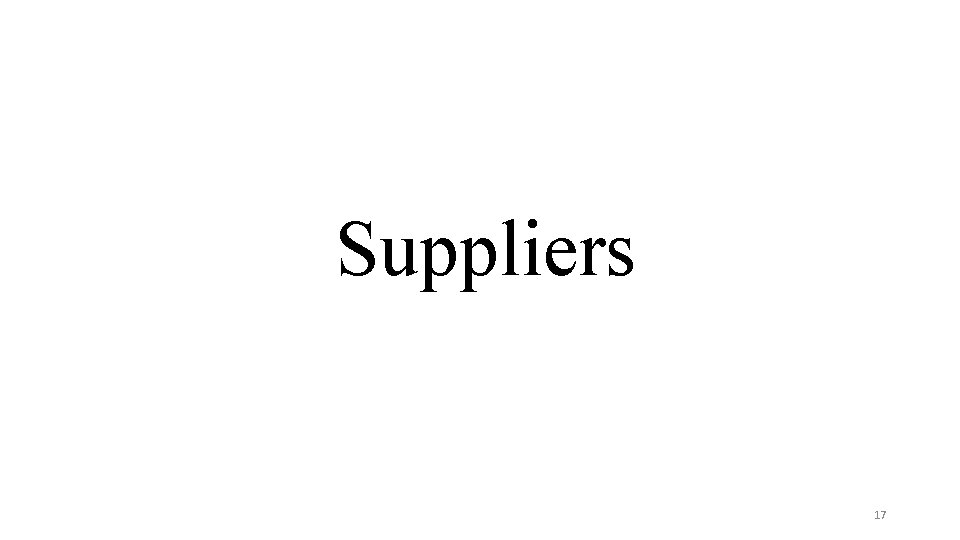 Suppliers 17 