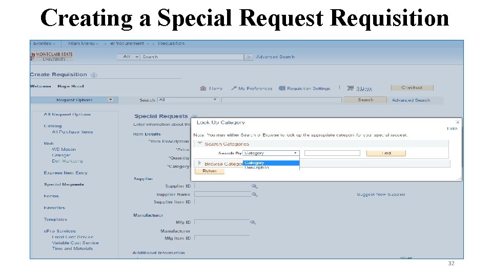 Creating a Special Request Requisition 32 