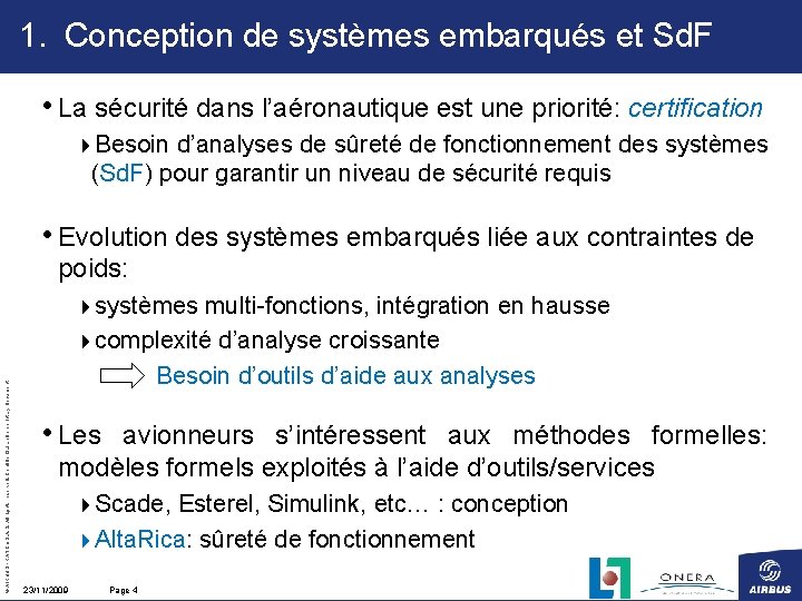 1. Conception de systèmes embarqués et Sd. F • La sécurité dans l’aéronautique est