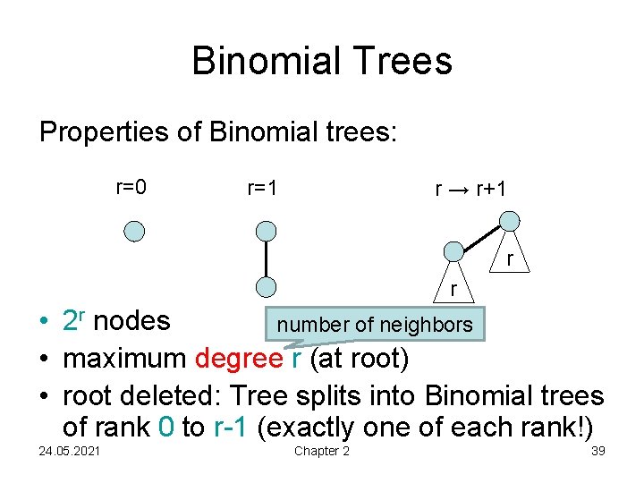 Binomial Trees Properties of Binomial trees: r=0 r=1 r → r+1 r r •