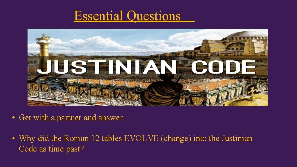 Essential Questions • Get with a partner and answer…. . • Why did the