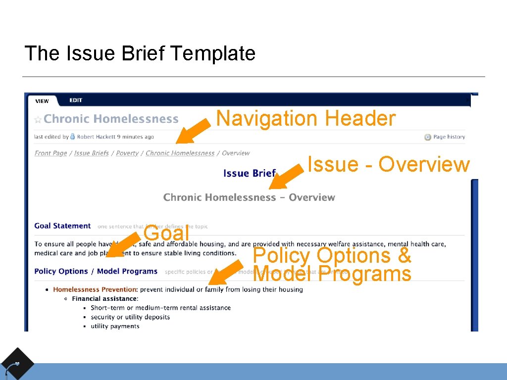 The Issue Brief Template Navigation Header Issue - Overview Goal Policy Options & Model