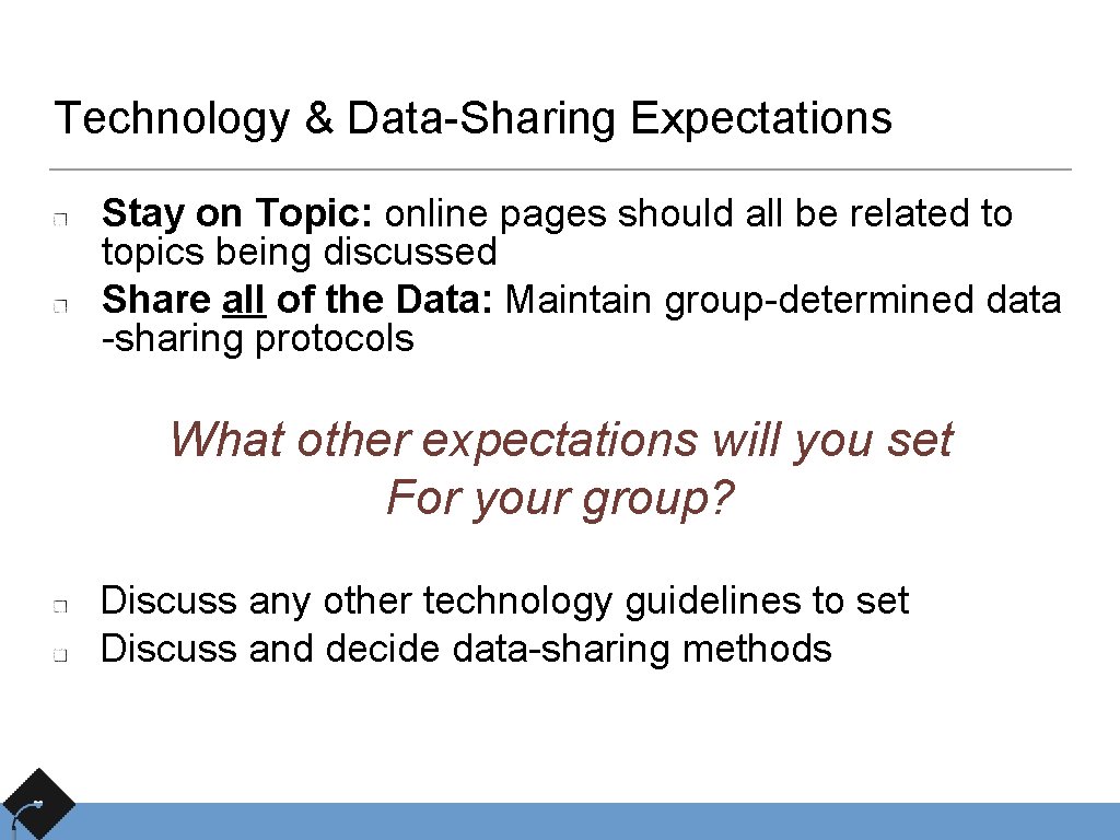 Technology & Data-Sharing Expectations Stay on Topic: online pages should all be related to