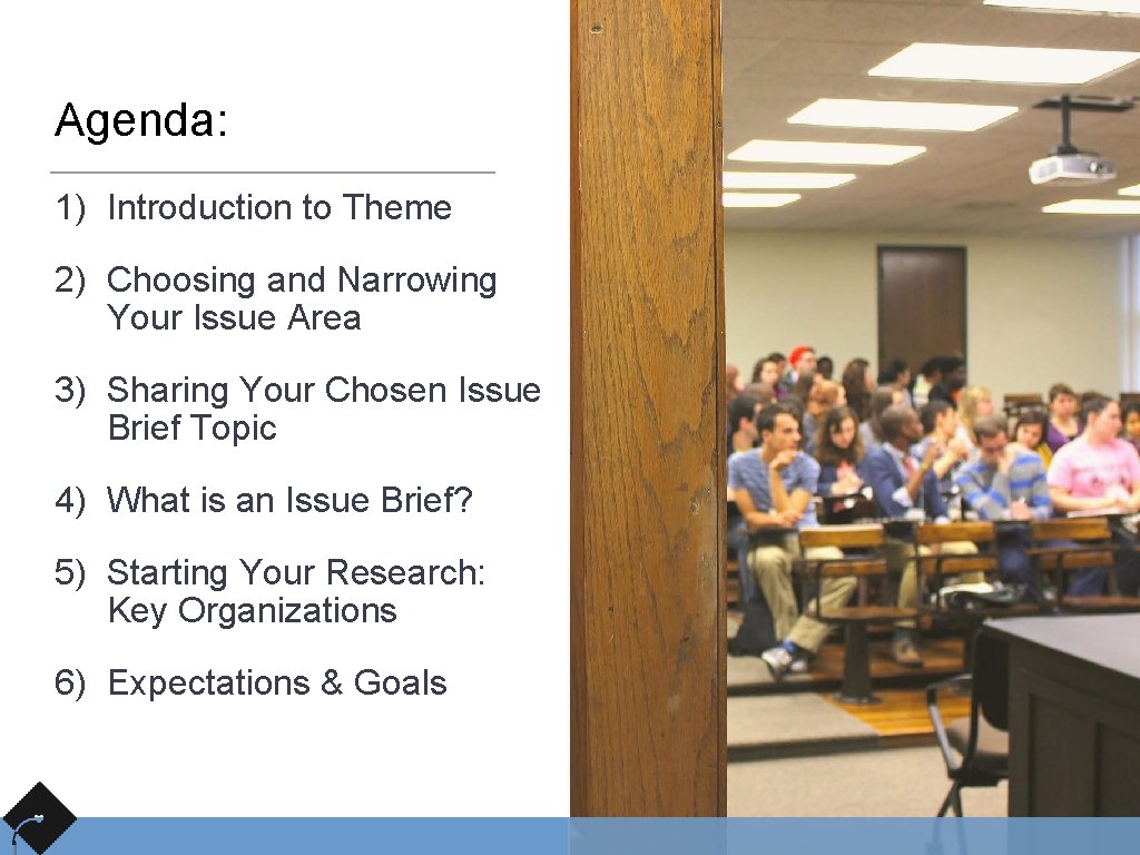 Agenda: 1) Introduction to Theme 2) Choosing and Narrowing Your Issue Area 3) Sharing