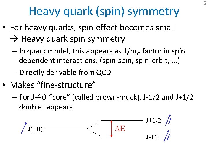 Heavy quark (spin) symmetry • For heavy quarks, spin effect becomes small Heavy quark