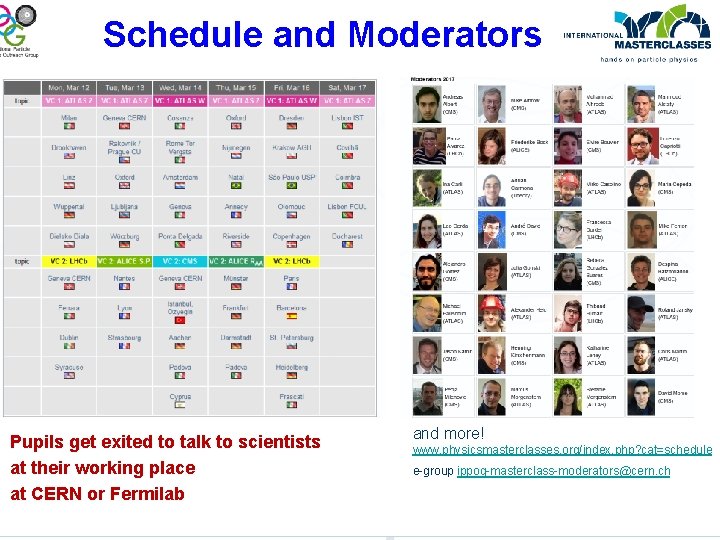 Schedule and Moderators Pupils get exited to talk to scientists at their working place