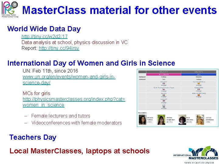 Master. Class material for other events World Wide Data Day http: //tiny. cc/w 2