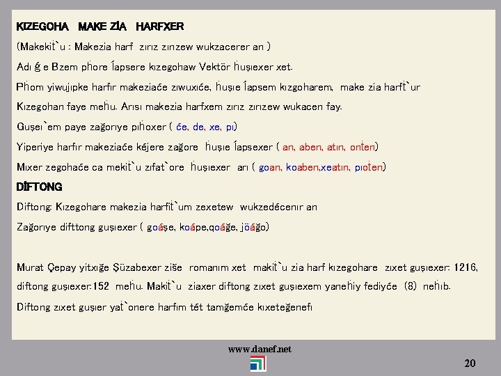 KIZEGOHA MAKE ZİA HARFXER (Makekiṫ`u : Makezia harf zırızew wukzacerer arı ) Adıǵe Bzem