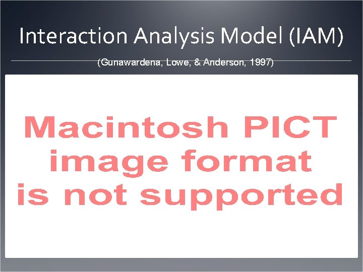 Interaction Analysis Model (IAM) (Gunawardena, Lowe, & Anderson, 1997) 