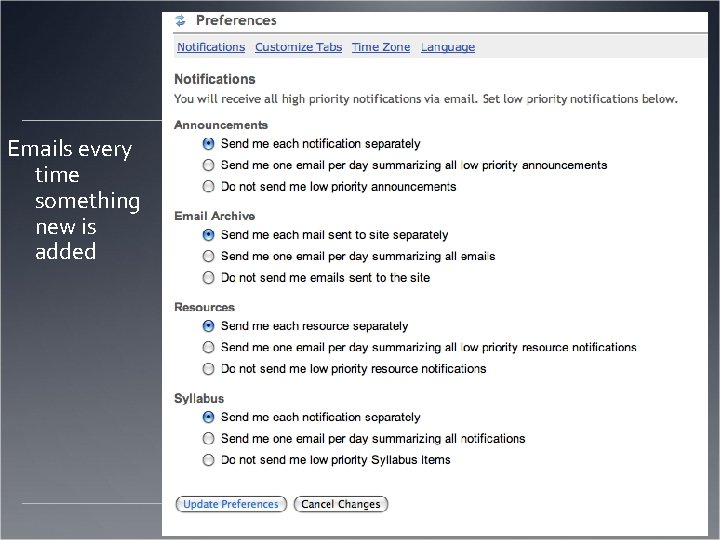 Emails every time something new is added 