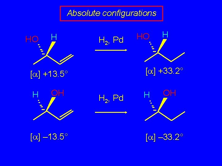 Absolute configurations HO H H 2, Pd OH [a] – 13. 5° H [a]