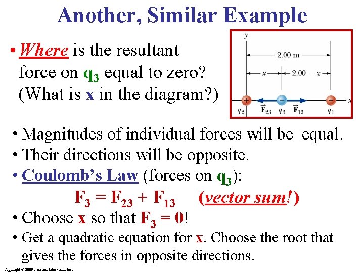 Another, Similar Example • Where is the resultant force on q 3 equal to