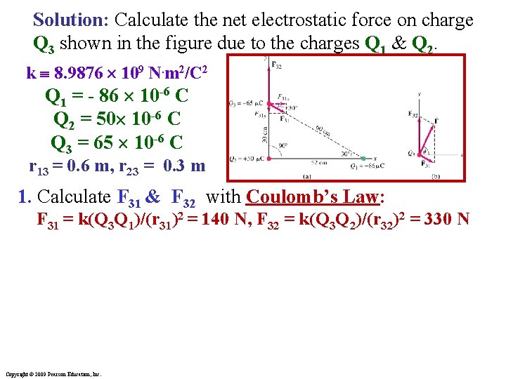 Solution: Calculate the net electrostatic force on charge Q 3 shown in the figure