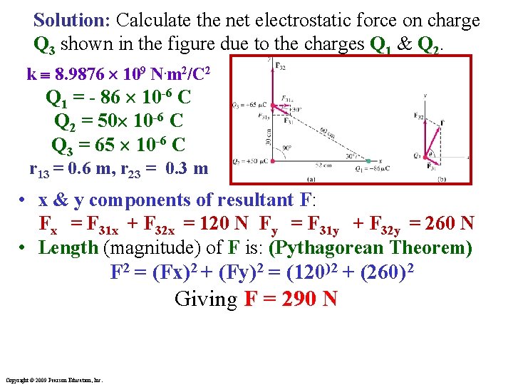 Solution: Calculate the net electrostatic force on charge Q 3 shown in the figure