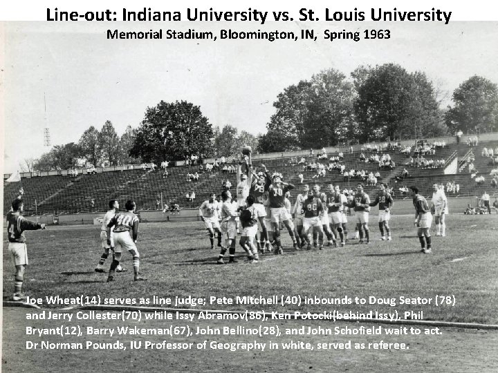 Line-out: Indiana University vs. St. Louis University Memorial Stadium, Bloomington, IN, Spring 1963 Joe