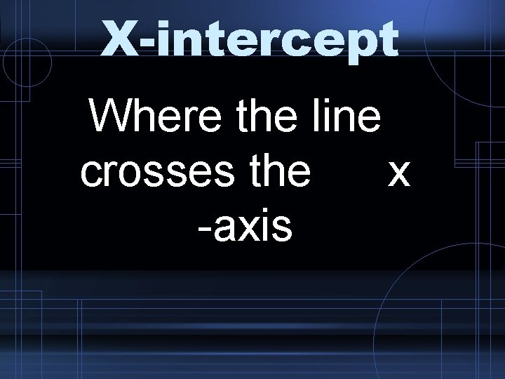 X-intercept Where the line crosses the x -axis 