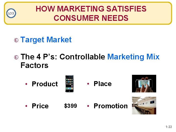 HOW MARKETING SATISFIES CONSUMER NEEDS LO 3 Target Market The 4 P’s: Controllable Marketing