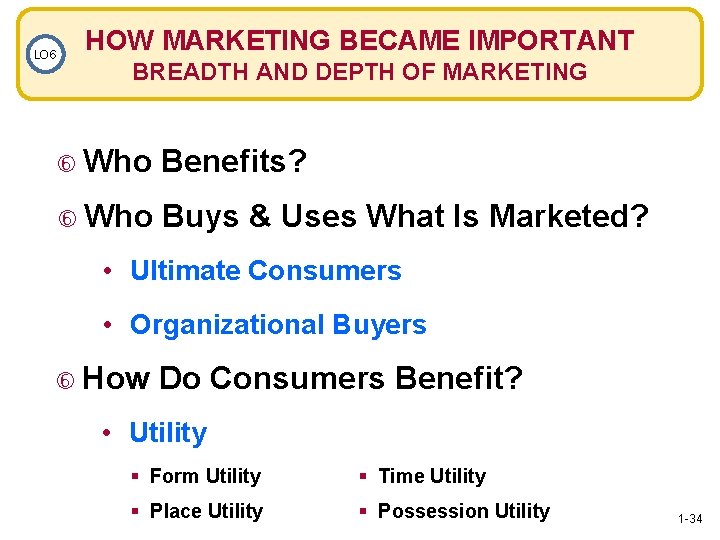 LO 6 HOW MARKETING BECAME IMPORTANT BREADTH AND DEPTH OF MARKETING Who Benefits? Who