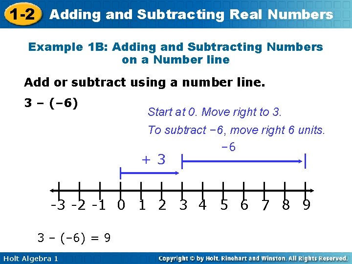 1 -2 Adding and Subtracting Real Numbers Example 1 B: Adding and Subtracting Numbers