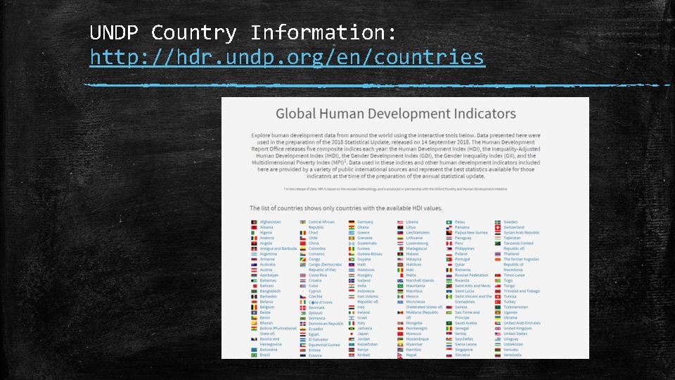 UNDP Country Information: http: //hdr. undp. org/en/countries 