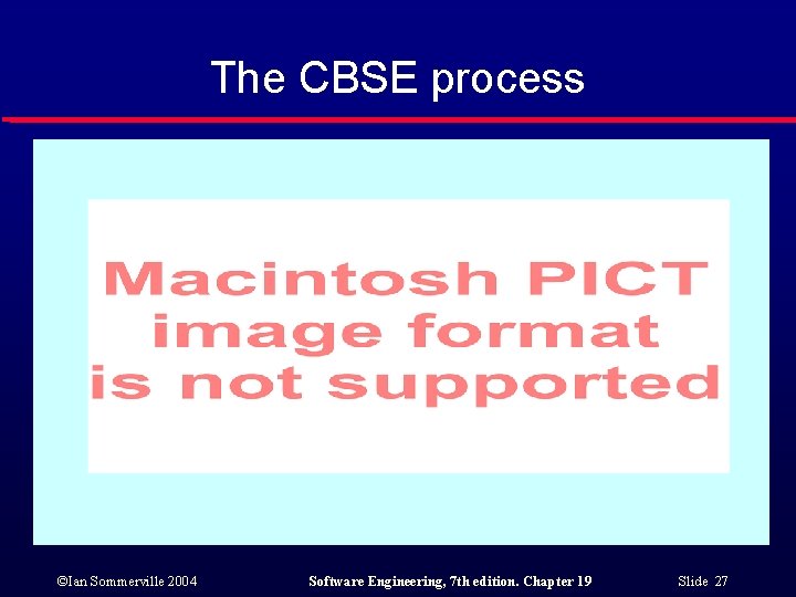 The CBSE process ©Ian Sommerville 2004 Software Engineering, 7 th edition. Chapter 19 Slide
