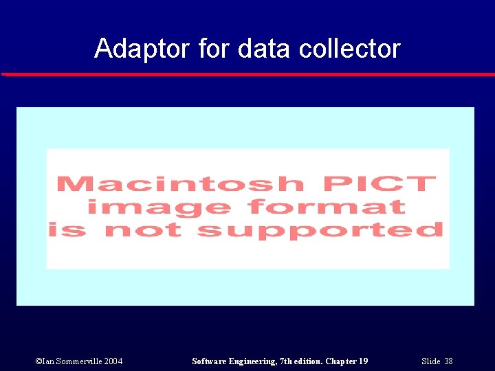 Adaptor for data collector ©Ian Sommerville 2004 Software Engineering, 7 th edition. Chapter 19 Adaptor for data collector ©Ian Sommerville 2004 Software Engineering, 7 th edition. Chapter 19