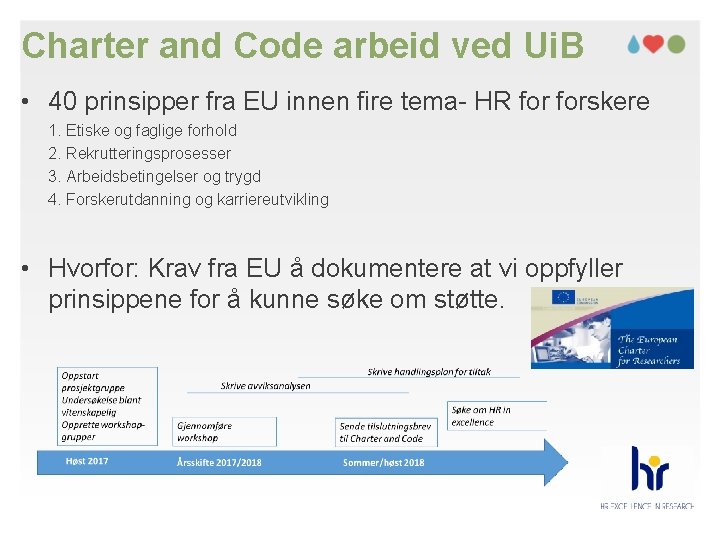 Charter and Code arbeid ved Ui. B • 40 prinsipper fra EU innen fire
