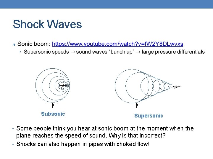Shock Waves • Subsonic Supersonic • Some people think you hear at sonic boom