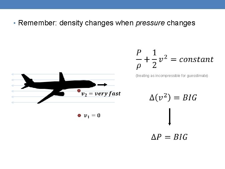  • Remember: density changes when pressure changes (treating as incompressible for guesstimate) 