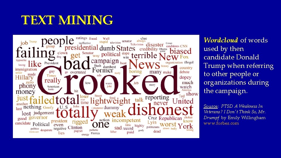 TEXT MINING Wordcloud of words used by then candidate Donald Trump when referring to