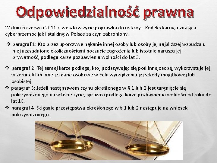 Odpowiedzialność prawna W dniu 6 czerwca 2011 r. weszła w życie poprawka do ustawy